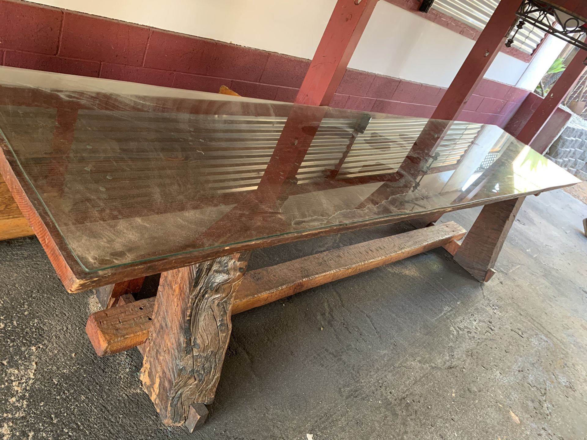 Custom made redwood table