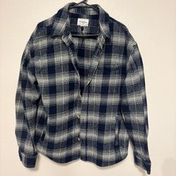 Goodfellow Flannel Jacket Large New Without Tags Blue White Button Up