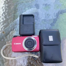 Canon PowerShot A3300 Pink RED  IS 16MP Digital Camera TESTED WORKS Case Charger RARE