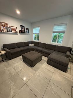 Macy’s Radley Oversized Sectional Sofa with Chaise & Ottoman – Dark Gray