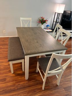 6 Person Dining Set - Table, Chairs and Bench