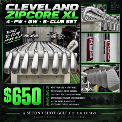 🔥 Cleveland ZipCore XL Irons 4-PW + GW – Stiff – 8 Clubs 🔥