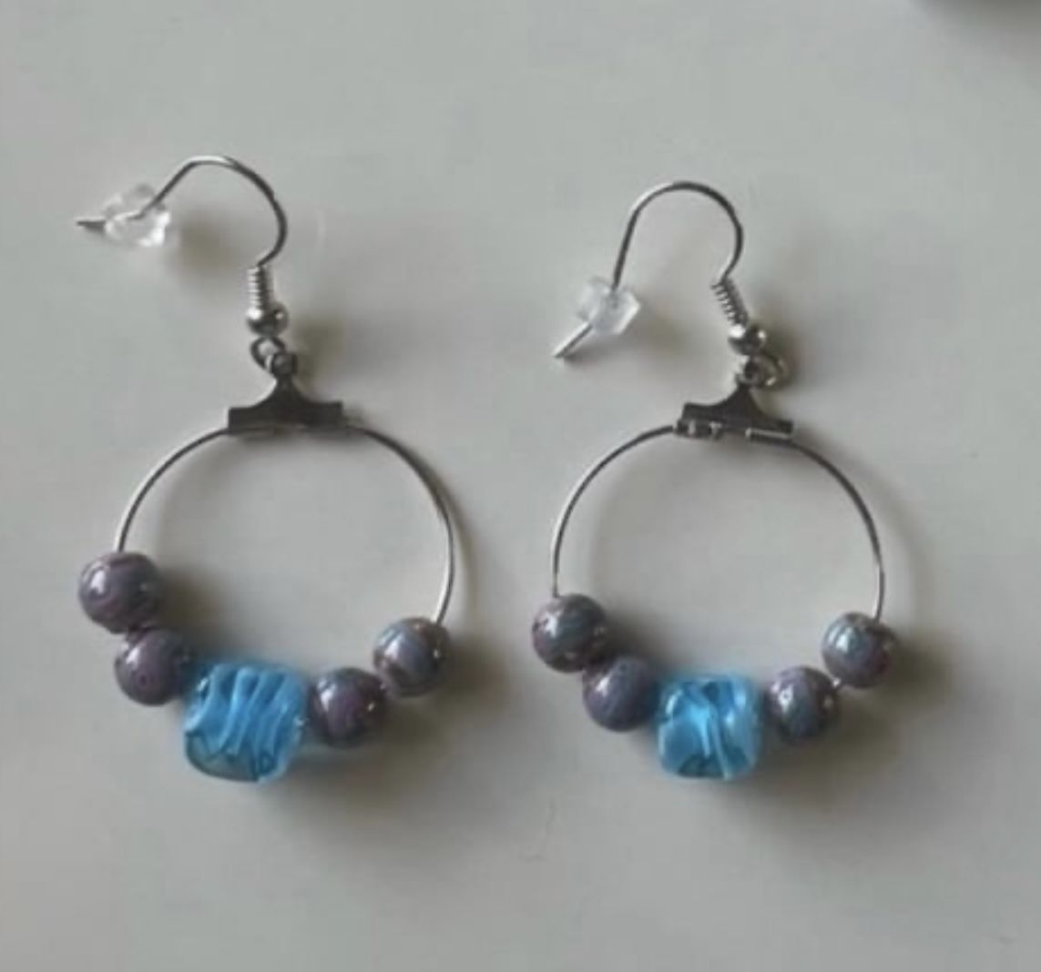 Brand New Elegant Fine Beads Hoop Earrings