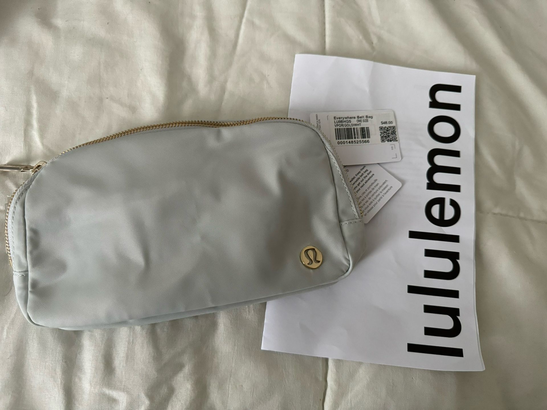 Lululemon Everywhere Belt Bag 1L Vapor Gold White Gold Strap NWT