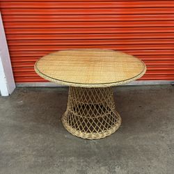 Mid Century Bamboo Rattan Dining Table 