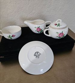 Tea cup with sugar and milk set