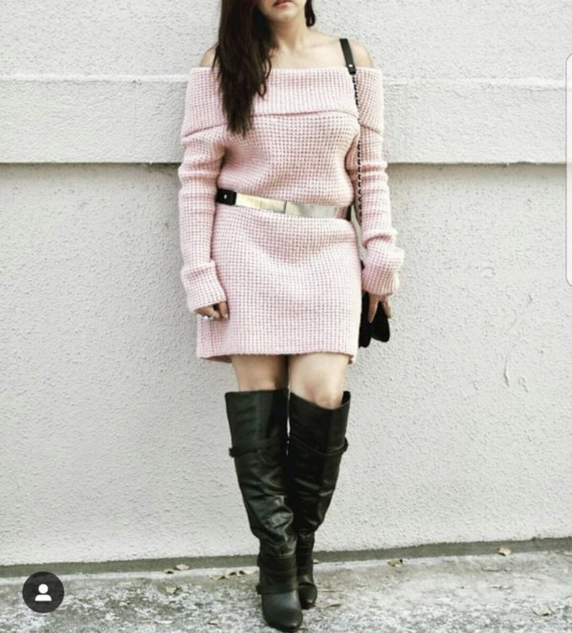 Size Medium Blush pink off the shoulder sweater dress