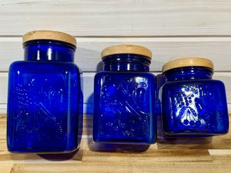Vintage Cobalt Blue Cannisters