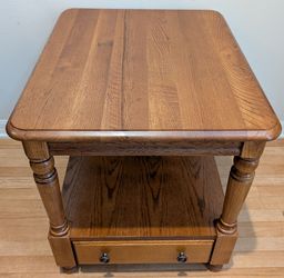 Country Wood Table with Shelf Drawer