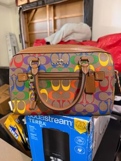 Coach Rainbow Signature Satchel Handbag