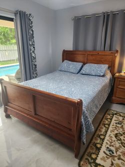 Wood Sleigh Bed Frame Queen