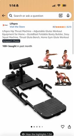 Hip Thrust Machine – Adjustable Glutes Workout Equipment for Home – GluteBlast Foldable Booty Builder, Sissy Squat Machine, Thrust Glute Bench, Home G