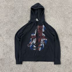 2007 def leopard band zip up hoodie broken zipper men’s size M