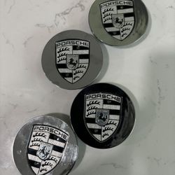 Porsche Center Caps 76mm Chrome 