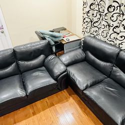 Faux leather couch ( 3 + 2 seater) ( Make An Offer)