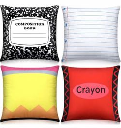 School theme decorative pillows 4 pack