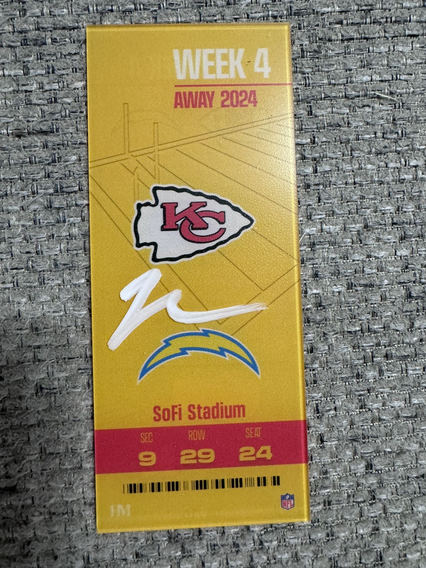 Leo Chenal Signed Autograph Commemorative Week 4 Acrylic Ticket - Beckett Coa - Kansas City Chiefs