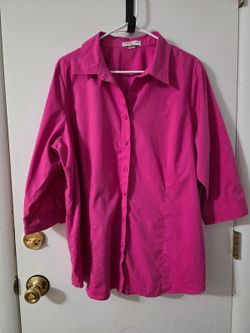 Coldwater Creek Pink No Iron Tunic Blouse 3/4 Sleeve Size Unknown