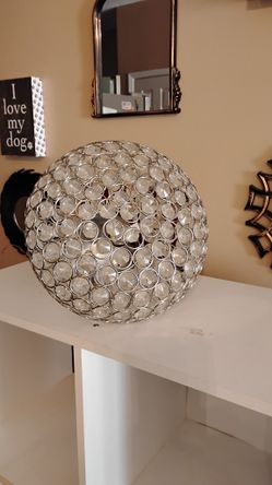Crystal Pendant Round Light With Silver Base On 