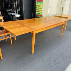 Vintage Mid-Century Modern Danish Teak Draw-Leaf Large Extendable Dining Table