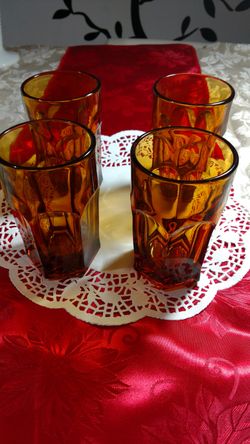 Vintage Amber Glass Tumblers