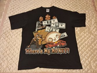 Vintage Stewie "Where's My Money" Wall Street T-Shirt 2xl