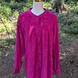 Free People Can't Stop Dreaming Flowy Fuchsia Tunic Textured Blouse