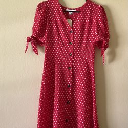 NWT Monteau Polka Dot Short Sleeve Button Front Dress. Size M