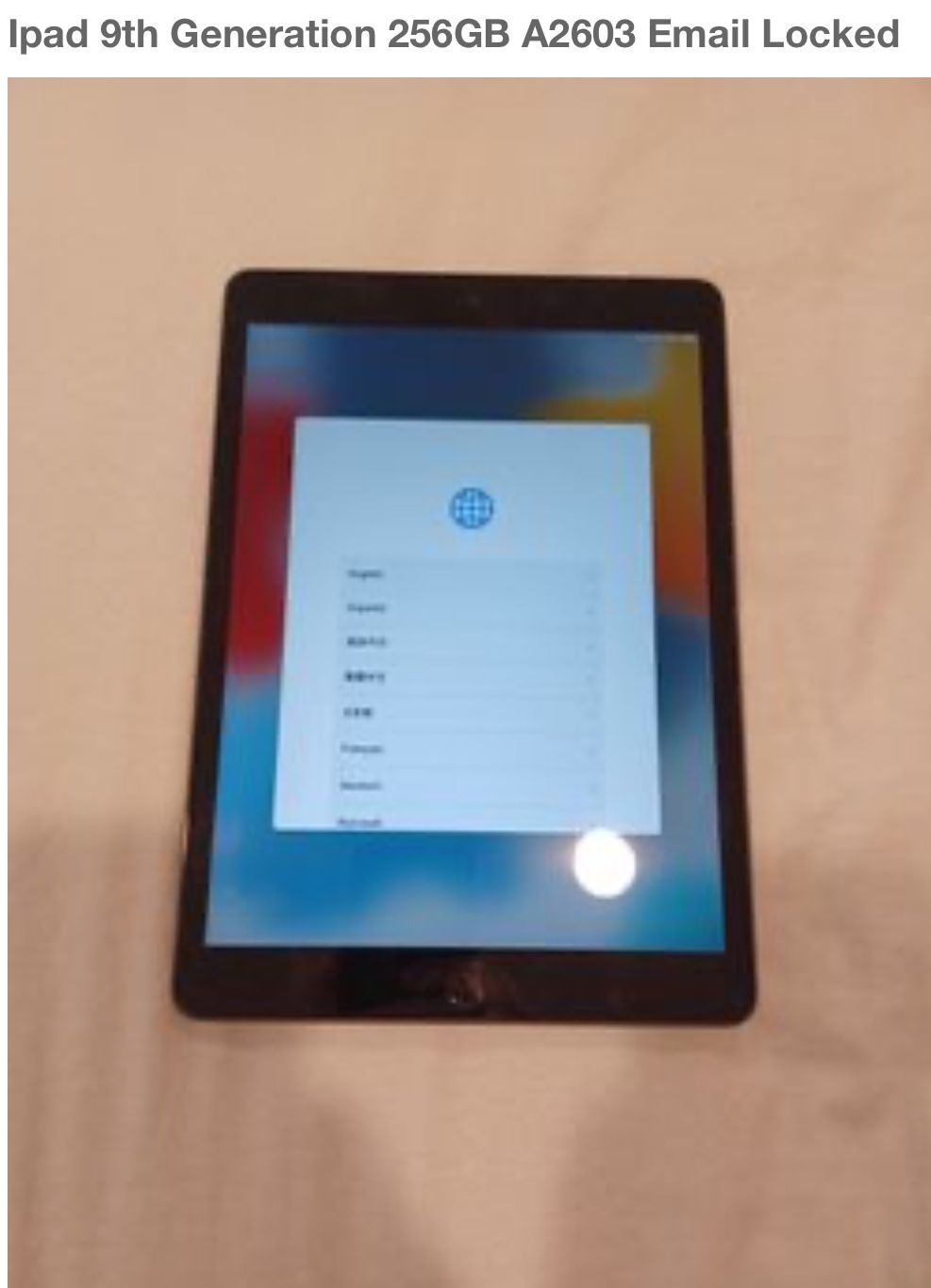 iPad 9 Generation 256gb Wifi