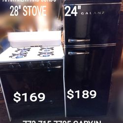 Small 24" fridge refrigerator 28" stove