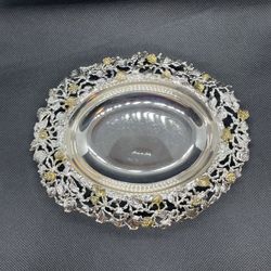 Stunning Silver plate/brass Ornate Dish/bowl