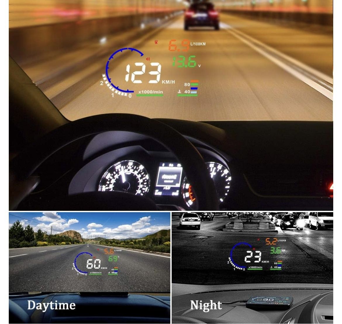 5.5 inches A8 OBD2 Windshield HUD Head Up Display
