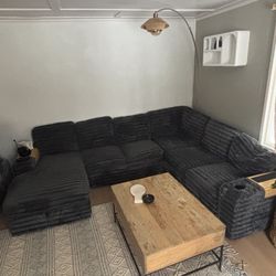 LOW PRICE MOVING-2900 + tax retail u shaped furry couch