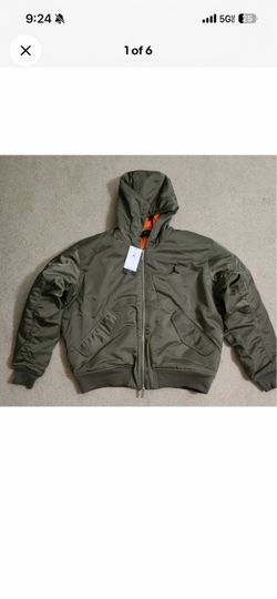 Jordan Hooded Bomber Jacket Olive Green