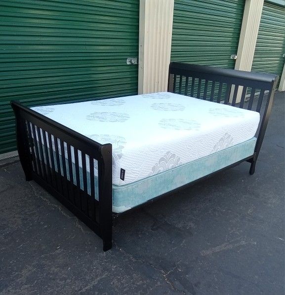 FULL BED FRAME WITH BOX SPRING AND MATTRESS