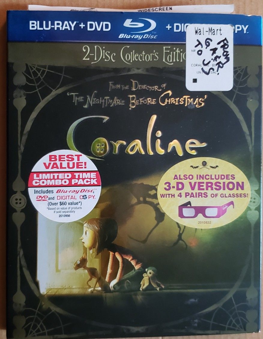 $15 "Coraline" 3d, Collectors Edition BluRay DVD (3d w / glasses)8