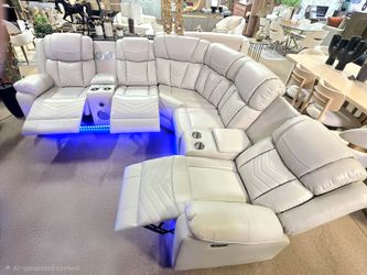 Hot Deal! New 3 pc Modern Power Recliner Sectional, Built-in USB-C Ports, Bluetooth Speakers & LED lights!