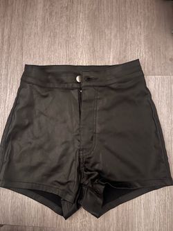black leather shorts