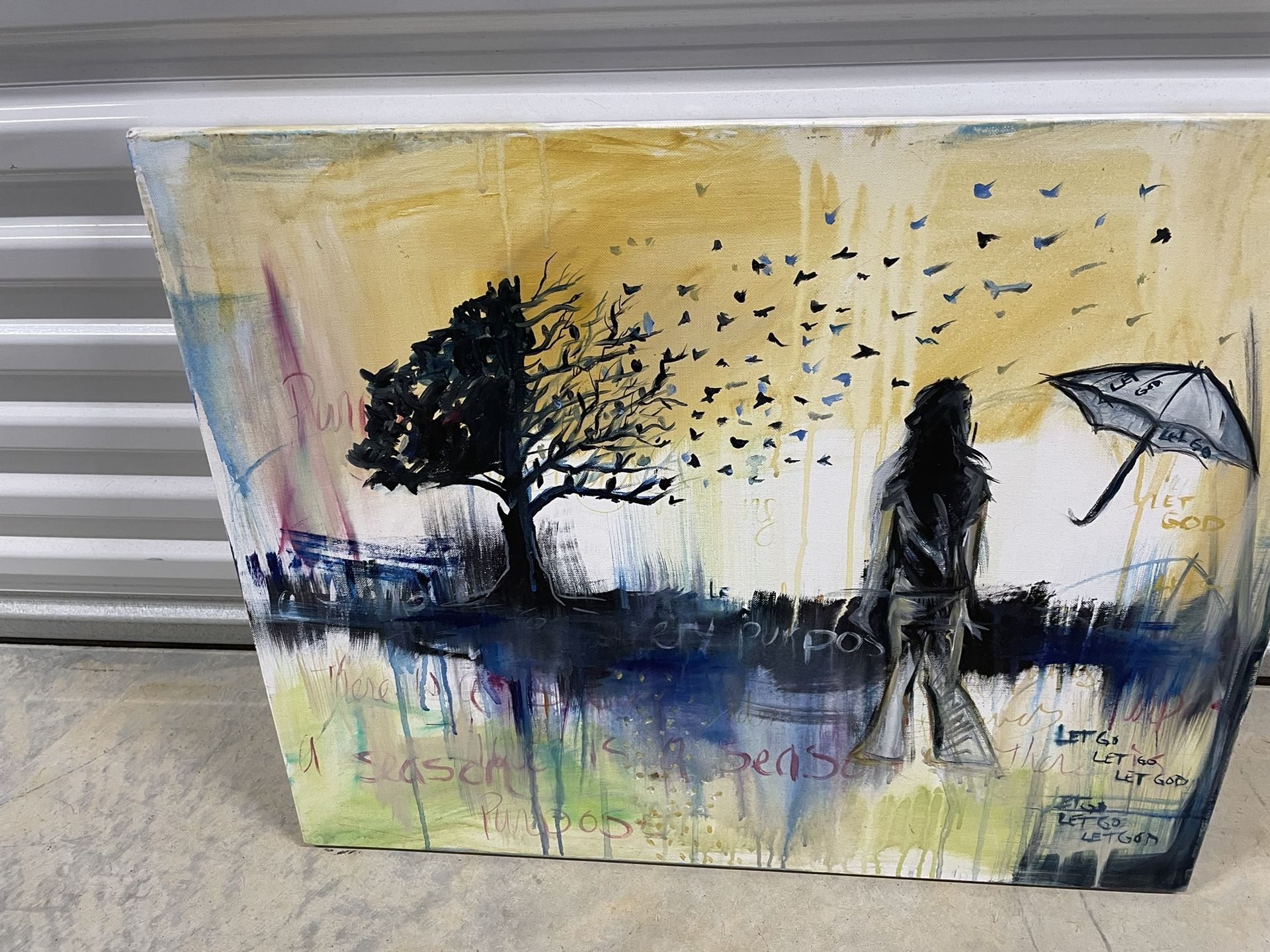 Acrylic Oil Painting About The Seasons Of Life Let Go Let God.