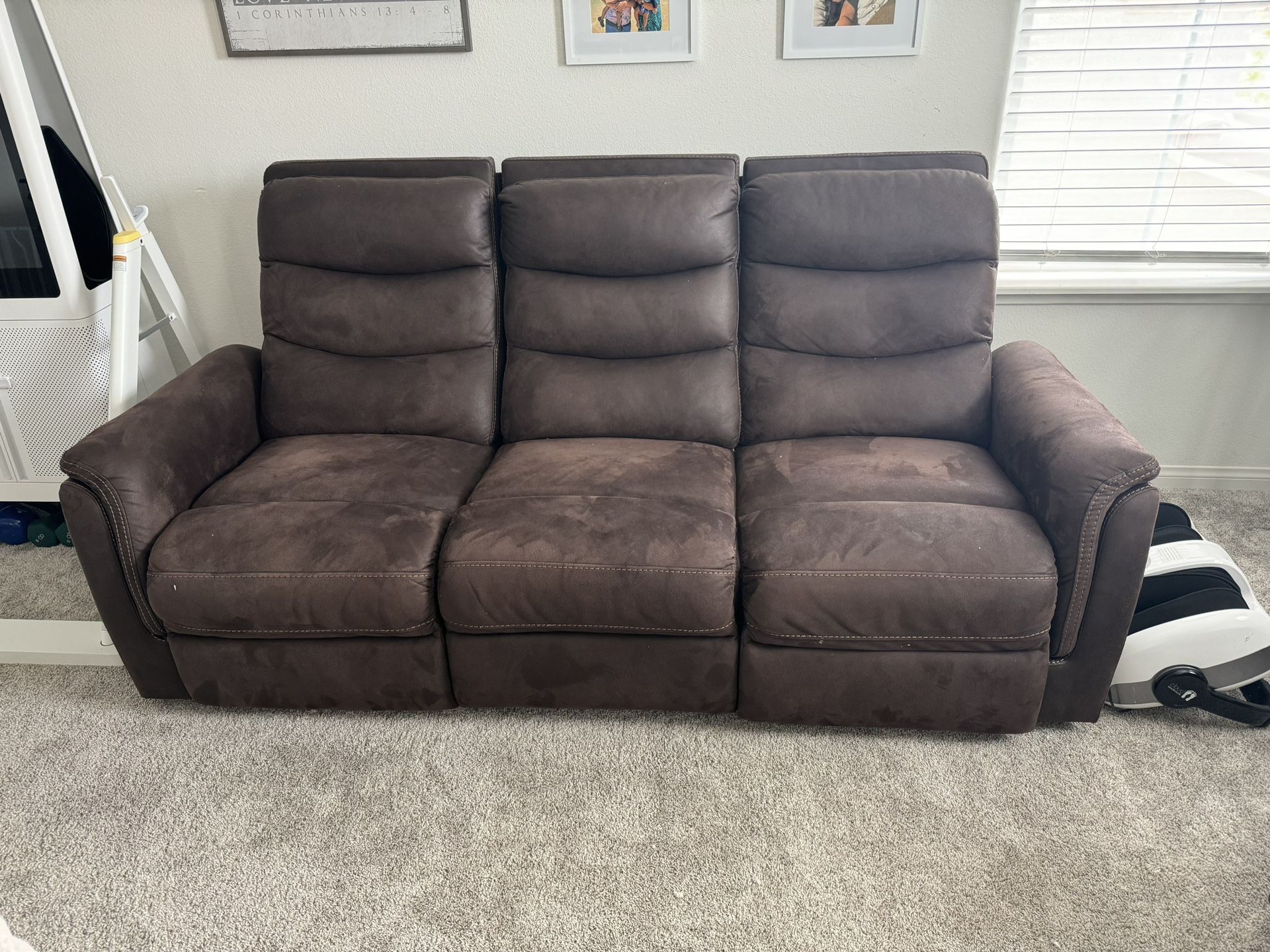 Brown Power Reclining Sofa