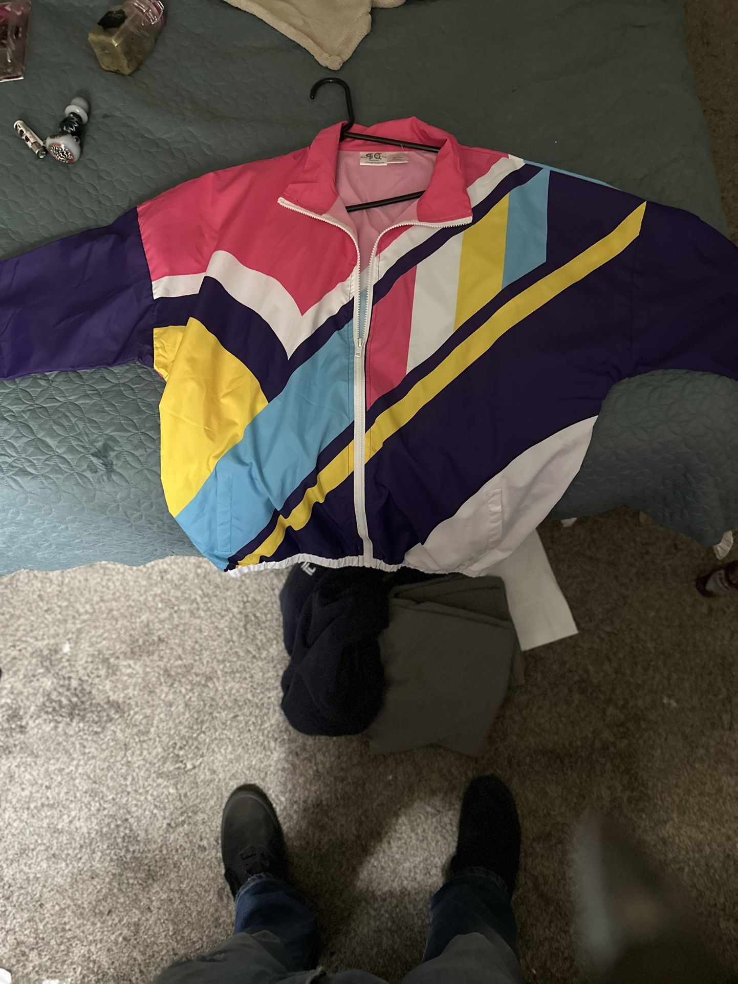 80s 90s Retro Vintage Look Windbreaker Jacket Size LG