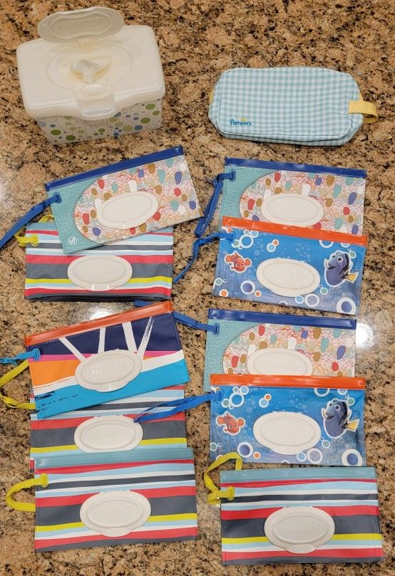 10 baby wipe containers, carton of wipes, baby Bag