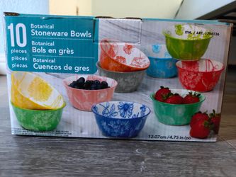 10-Piece Botanical Stoneware Bowl Set