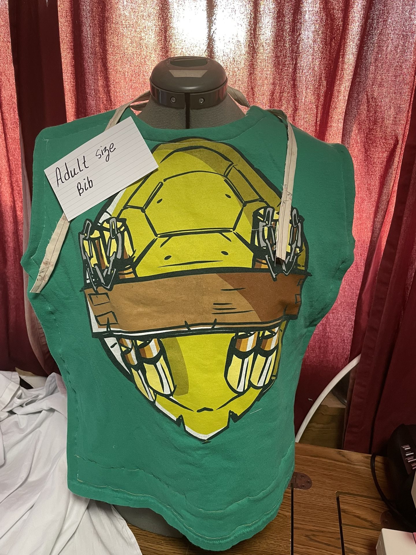 Tmnt Turtle Adult Size Bib Toddler Fabric Handmade 