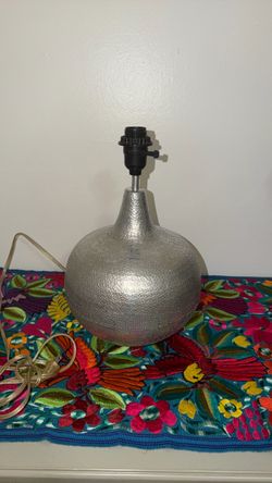 Textured Crate and Barrel silver table lamp