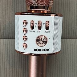 🎤 Bonaok Bluetooth Karaoke Microphone – Rose Gold 🎶✨