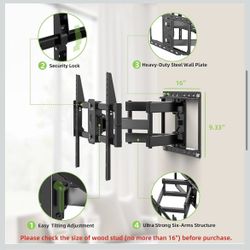 USX Mount Full Motion TV Wall Mount for Most 42-90 inch Flat Screen/LED/4K, TV Mount Bracket Dual Swivel Articulating Tilt 6 Arms, Max 16" Wood Studs,