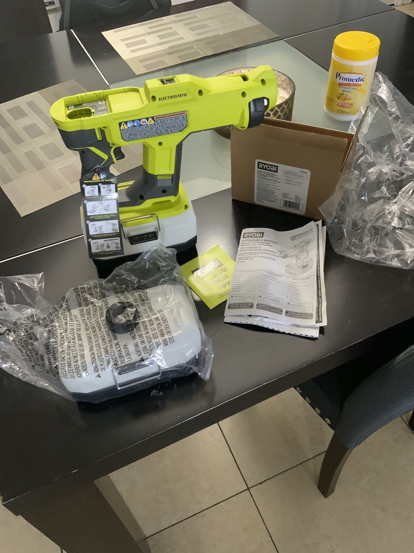 NEW RYOBI 18 Volt Cordless Handheld Electrostatic Sprayer Bare Tool