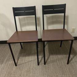 Elegant Wooden Top Black Metal Frame Chairs! 