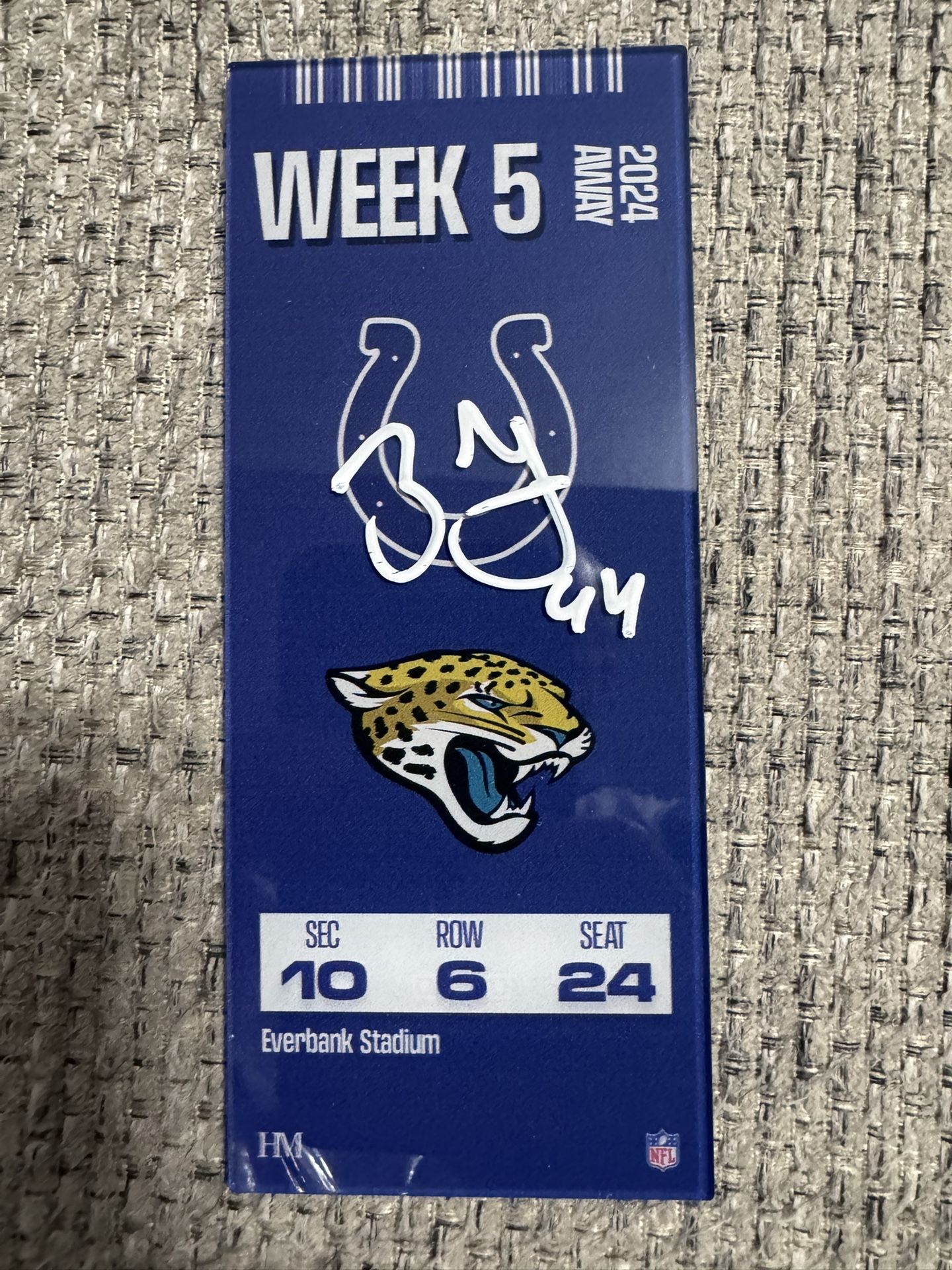 Zaire Franklin Signed Autograph Acrylic Colts Commemorative Ticket- Beckett Coa